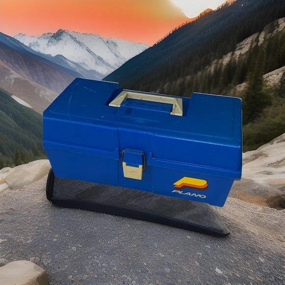 Vintage Plano Fishing Tackle Box Blue with Fold Out Tray 12.25 x 5 x 5.5 in - Picture 1 of 16
